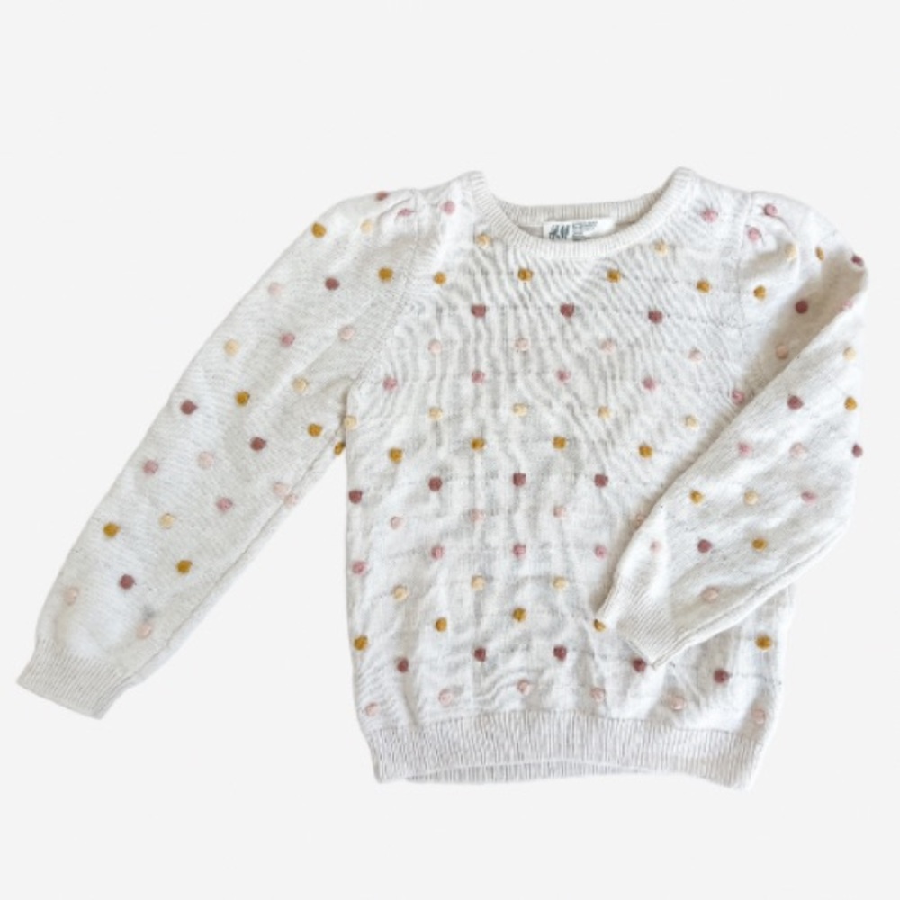 H&M Cream Sweater with Multicolor Dots